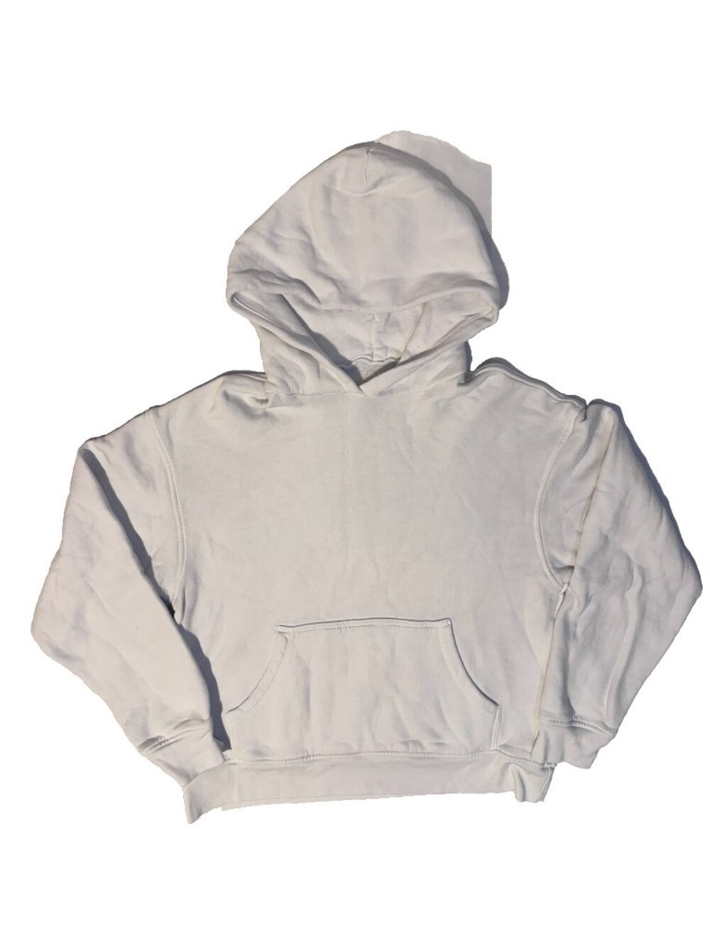 Vintage 90s Heavyweight Cotton Hoodie White Pullover Medium Made in USA